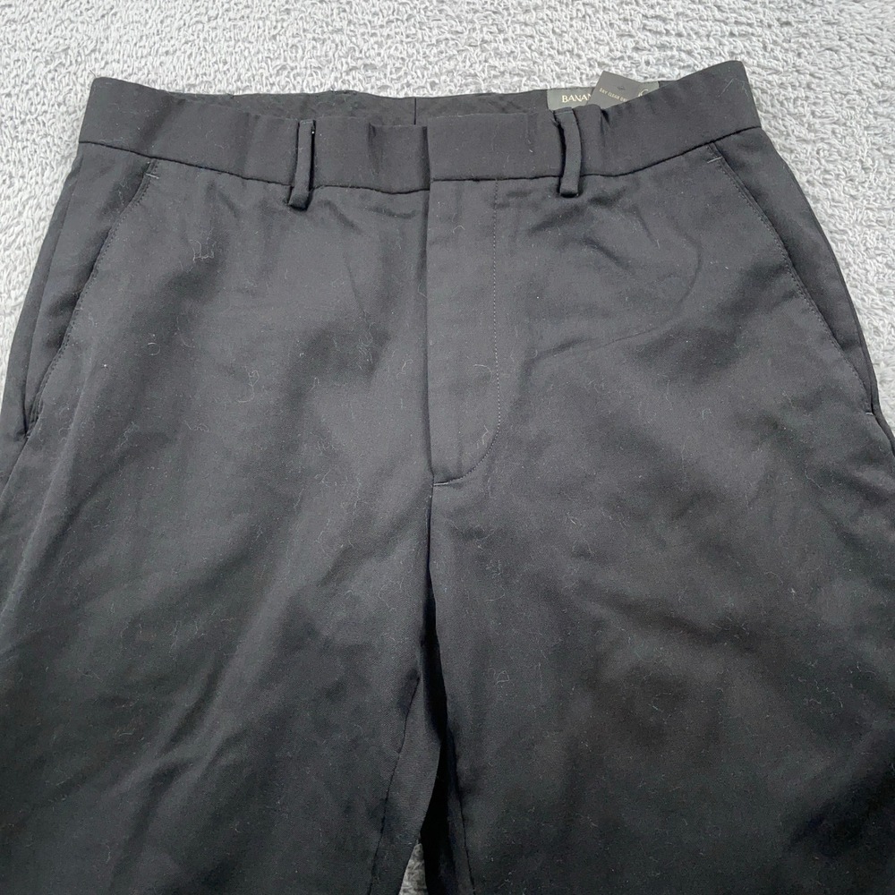 Banana Republic Pants Mens 32x32 Black 100% Wool Dress Trousers Flat Front